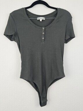 Green Francesca's Ribbed Thong Bodysuit